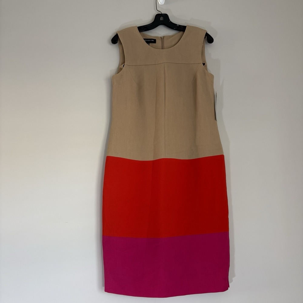 Jones New York Color Block Dress Size 10 Vintage Sheath MIDI Office Modern NWT